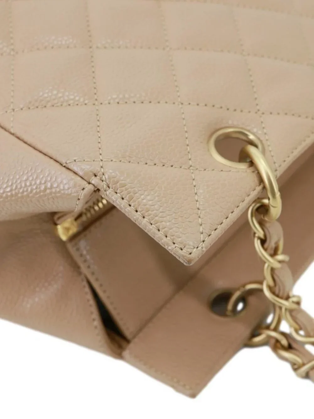 Chanel  Petite Timeless Quilted Caviar Leather Tote Bag Beige